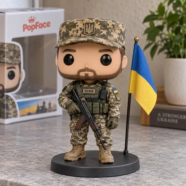 Фігурка у стилі фанко поп військовий ЗСУ на замовлення по фото з шевронами та зброєю
